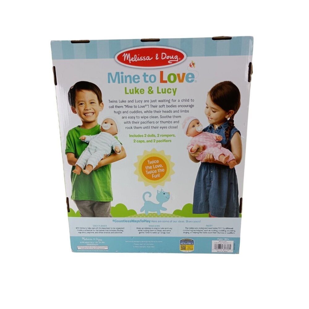 Melissa & Doug Mine to Love - Luke & Lucy Twin Dolls Pacifiers 15" - Picture 8 of 8